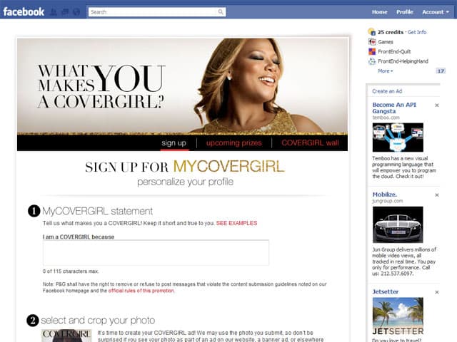 MyCoverGirl ~ Facebook Application