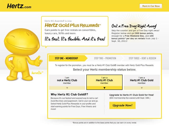 Hertz Rewards Microsite